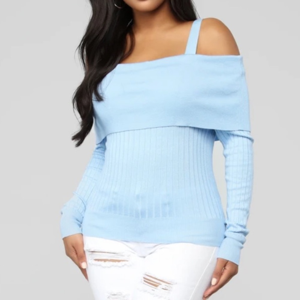 Baby Blue off the shoulder sweater